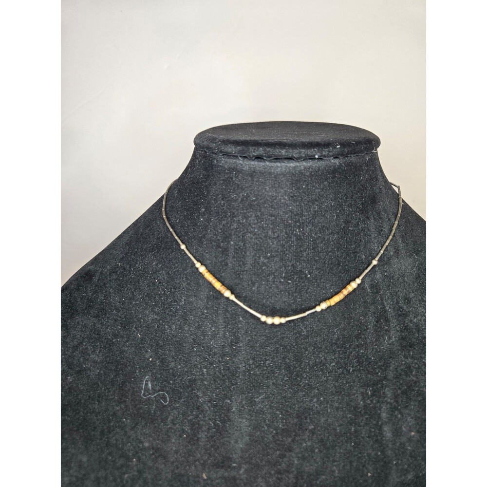 Silver Tone Necklace Beaded